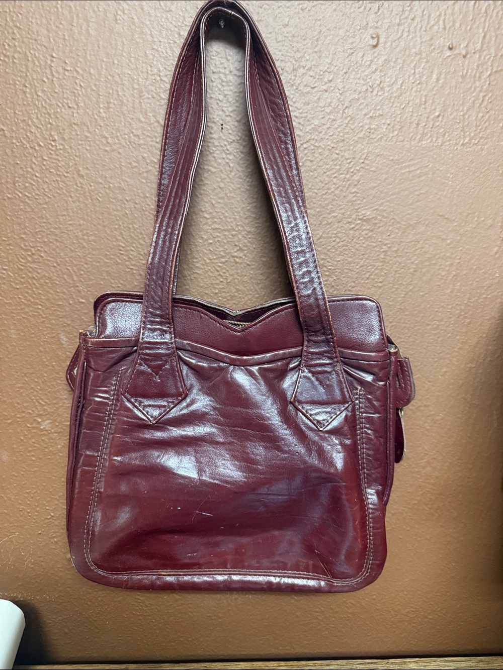 Tano Burgundy Leather Shoulder Tote